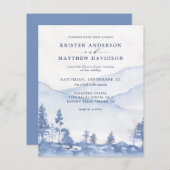 Budget Blue Mountain Waterverf bruiloft uitnodigin (Voorkant / Achterkant)