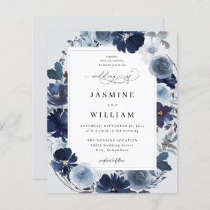 Budget Blue & Navy Floral op Light Blue Wedding