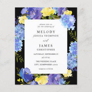 Budget Blue Paars & Yellow Floral Wedding - Black Flyer