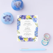 Budget Blue Paars & Yellow Floral Wedding Flyer (Enkel)