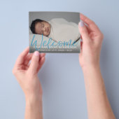 Budget Blue Photo Welcome Birth Announement Flyer (Hand)