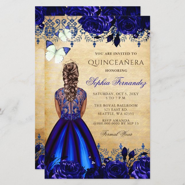 Budget Blue Princess Quinceañera (Voorkant / Achterkant)