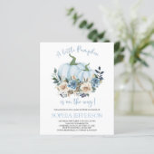 Budget Blue Pumpkin Baby shower Invitation (Staand voorkant)