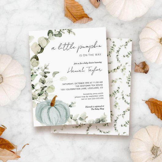 Budget Blue Pumpkin Baby shower Invitation