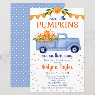 Budget Blue Pumpkin Truck Triplets Baby shower