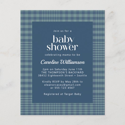 Budget Blue Retro Glen Play Baby shower (Voorkant)