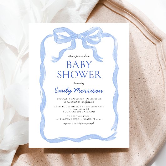 Budget Blue Ribbon Waterverf Bow Boy Baby shower