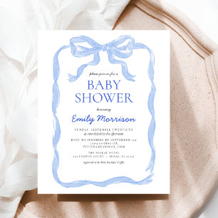 Budget Blue Ribbon Waterverf Bow Boy Baby shower Flyer