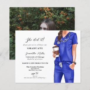 Budget Blue Scrubs Verpleegkundige Foto Afstuderen