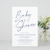 Budget Blue Simple Script Baby Boy Shower (Staand voorkant)