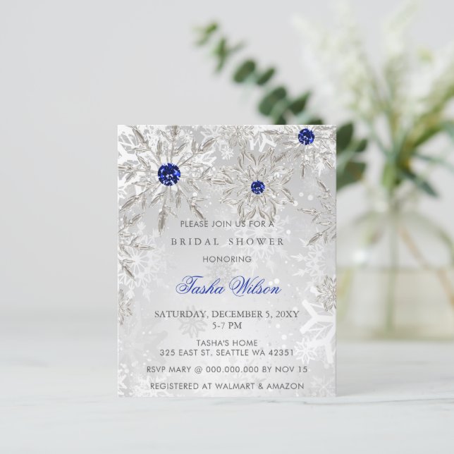 Budget Blue Snowflake Bridal Shower (Staand voorkant)
