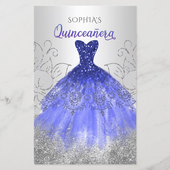 Budget Blue Sparkle Dress Quinceañera (Voorkant)