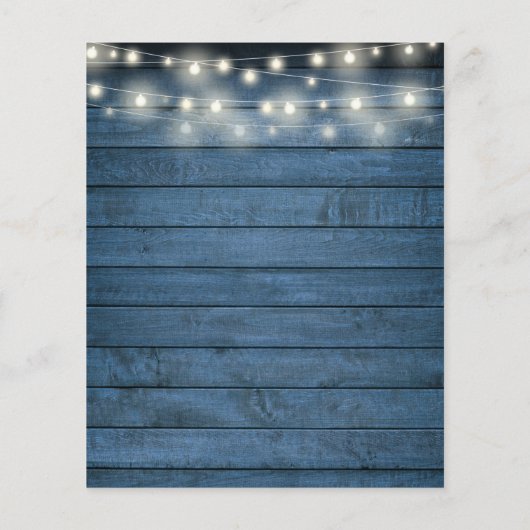 Budget Blue String Lights Date Wedding Uitnodiging (Achterkant)