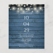 Budget Blue String Lights Date Wedding Uitnodiging (Voorkant)