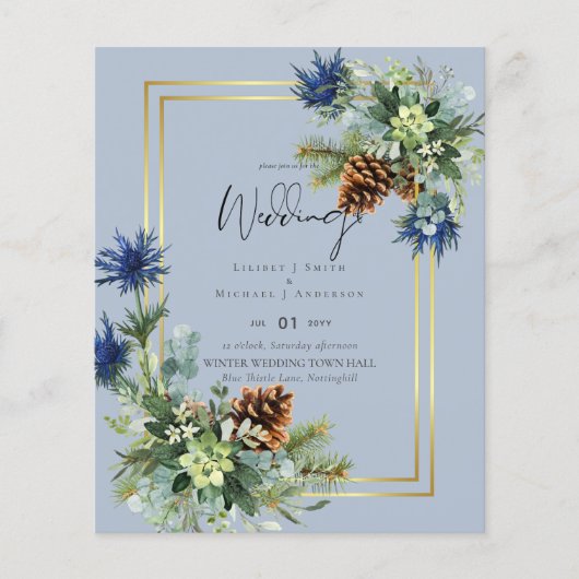 BUDGET Blue Thistle Eucalyptus Weddenschap Wonderl Flyer (Voorkant)