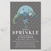 Budget Blue Umbrella Boy Baby shower Invitation (Voorkant)