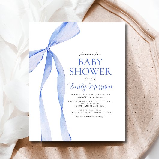 Budget Blue Waterverf Bow Boy Baby shower