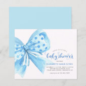 Budget Blue Waterverf Bow Ribbon Boy Baby shower (Voorkant / Achterkant)
