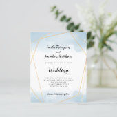 Budget Blue Waterverf Gold Geometric Wedding (Staand voorkant)