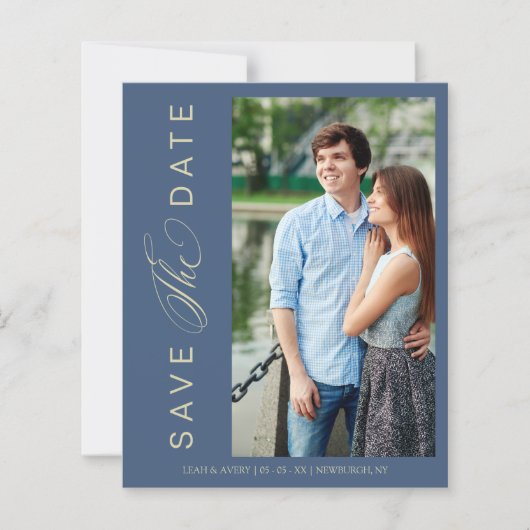 Budget Blue Wedding Photo Wimshical Script  (Voorkant)