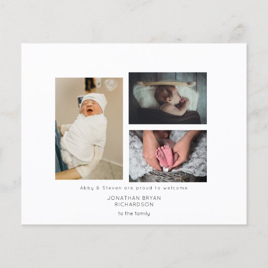 Budget Blue Welcome Multi Photo Baby Aankondiging (Achterkant)