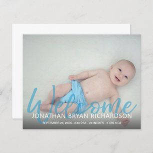 Budget Blue Welcome Multi Photo Baby Aankondiging