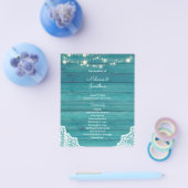 Budget Blue Wood, Lights, Lace Wedding Ceremony Flyer (Enkel)