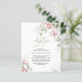 Budget Blush & Eucalyptus Doop Uitnodiging (Staand voorkant)