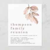 Budget Blush Feuille Famille Réunion Invitation (Devant)