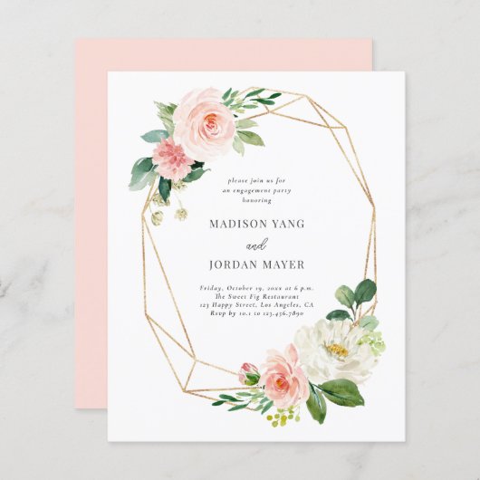 Budget Blush Floral Engagement Party (Voorkant / Achterkant)