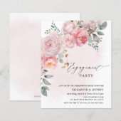 Budget Blush Floral Engagement Party Uitnodigingen (Voorkant / Achterkant)