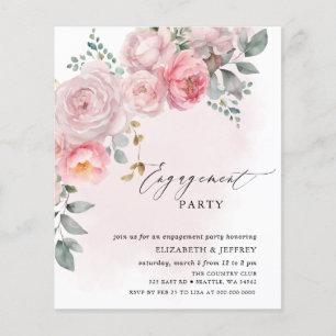 Budget Blush Floral Engagement Party Uitnodigingen