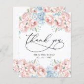 Budget Blush Floral Mariage Carte de remerciements (Devant / Derrière)