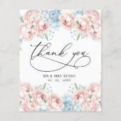 Budget Blush Floral Mariage Carte de remerciements (Devant)