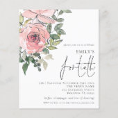 Budget Blush Florals Fortieth Birthday Invite (Voorkant)