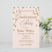 Budget Blush Gold Glitter Afstuderen Invitation (Staand voorkant)