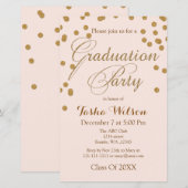Budget Blush Gold Glitter Afstuderen Invitation (Voorkant / Achterkant)
