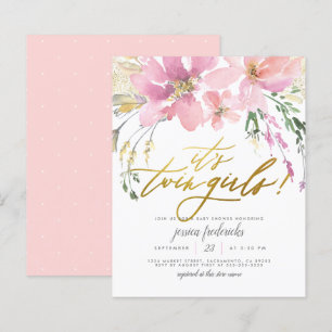 Budget Blush Gold Twin Meisjes Bloemen Baby shower