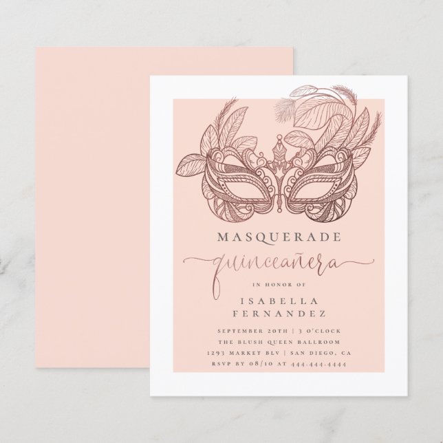 Budget Blush Goud Masquerade Quinceañera Verjaarda (Voorkant / Achterkant)