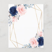 Budget Blush & Navy Blue Roos Wedding Invitation (Achterkant)