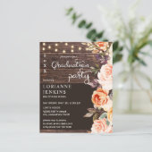 Budget Blush & Peach Floral Rustic Afstudeerder Fo (Staand voorkant)
