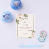 BUDGET Blush Peony Floral Weddenschap Save the Dat Flyer (Enkel)
