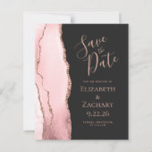Budget Blush Pink Agate Rose Gold Save the Date (Voorkant)
