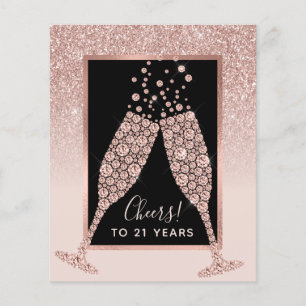 Budget Blush Pink Champagne 21st Birthday Kaart