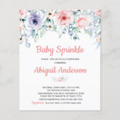 Budget Blush Pink Floral Baby Sprinkle Uitnodiging (Voorkant)