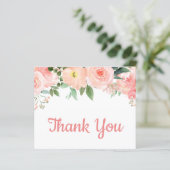 Budget Blush Pink Floral Hartelijk dank (Staand voorkant)