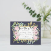 BUDGET Blush Pink Floral Weddenschap Briefkaart (Staand voorkant)
