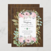 BUDGET Blush Pink Floral Wedding Invitations (Voorkant / Achterkant)