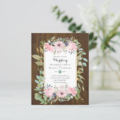 BUDGET Blush Pink Floral Wedding Invitations (Staand voorkant)