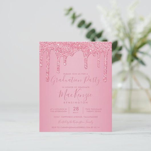 BUDGET Blush Pink Glitter Drift Graduparty (Staand voorkant)